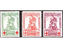 Belgie 1914 Červený kříž, vojáci, Michel č.104-6 *N vady sle