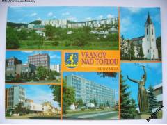 Vranov nad Toplou panorama kostol hotel Rozkvet Jednota 1997