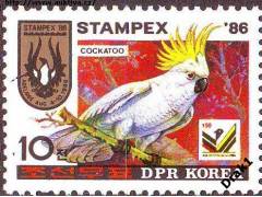 Severní Korea 1986 Papoušek, výstava Stampex Adelaide, Mich