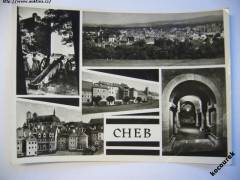 Cheb - celkový pohled hrad ulice - 60. léta Orbis