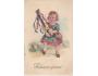 přání 1932 - děvčátko s houslemi