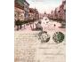 1907 Praha Václavské náměstí, v popředí tramvaje, pohlednice
