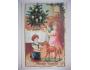 Veselé vánoce děti hračky panenka dřevěný koník reprint 1991