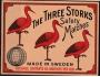 Švédsko 1935 Three Storks - 3 čápi, Zápalková nálepka balíčk
