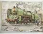 Pohlednice kreslená - parní lokomotivy 387.0 ČSD *6779