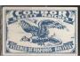 Bolívie 1938 Zápalková nálepka Condor, modrá na bílém papíru