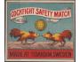 Švédsko 1938, zápalková nálepka balíčková, Cockfight safety