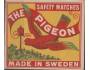 Švédsko 1940 The Pigeon Holub, zápalková nálepka balíčková,