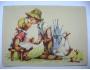 Salač - děti husa s housaty - velikonoční VF, prošlá 1946
