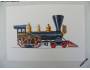 Kreslená pohlednice staré parní lokomotivy *2785