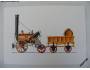 Kreslená pohlednice staré parní lokomotivy *2788