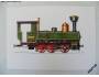 Kreslená pohlednice staré parní lokomotivy *2789