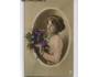 žena s kyticí poštou prošlá r.1910 N15