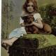 Děvče se psem r.1902 dl.adresa prošlá poštou O46