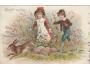 DĚTI A ZAJÍC =LITOGRAFIE /tzv.DLOUHÁ ADRESA /rok1900?*kc9519