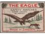 Švédsko 1937 Zápalková nálepka, The eagle - orel honící zají