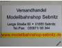 Vizitka Modellbahnshop Sebnitz. Nová nepoužitá *483