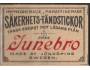 Švédsko 1928 Zápalková nálepka The Junebro, červená černá, n