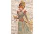 ŽENA V KLOBOUKU+ RUČNĚ NANESENY OZDOBY=RARITA=rok1900*A6623