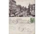 Praha Příkopy, tramvaj, 1908, pohlednice prošlá poštou
