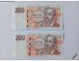 ČR 2x 200 Kč r.2018 serie N 13 + N 22 neperforované