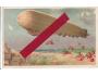 Vzducholoď - Zeppelin - děti - zlacená - litografie