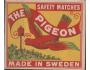 Švédsko 1940 The Pigeon Holub, zápalková nálepka balíčková, 