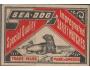 Švédsko 1935 Sea Dog, zápalková nálepka, červená černá na žl