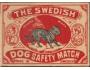 Švédsko 1930 Dog - pes - tmavý, zápalková nálepka, červená,