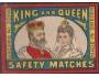 Švédsko,  zápalková nálepka, King and Queen, britský královs