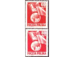 Polsko 1953 1. Máj, svátek práce, zeměkoule, prapory, Michel