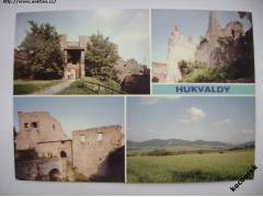 Hukvaldy - hrad, pohled na obec 70. léta