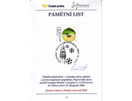 2019 Pamětní list České pošty Vánoce a Nový rok, s podpisem