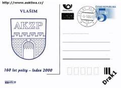 2000 Vlašim 160 let pošty, znak města, CDV B292 DR