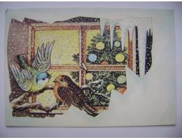 Inka Delevová - reprodukce ptáčci v zimě vánoce - 90. léta