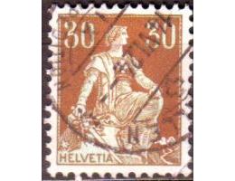 Švýcarsko 1908 Sedící Helvetia, Michel č.104x raz.