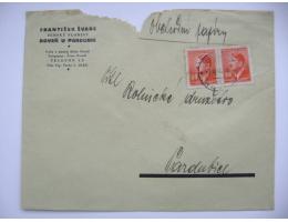 Dopis 1944 F. Švarc firma Zemské plodiny Roveň u Pardubic