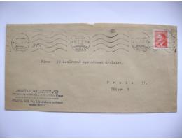 Dopis 1945 vylámané razítko Praha, Autodružstvo, Hitler 1,20