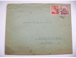 Dopis 1940 Příbram Pibrans - Vysokov o. Náchod, 20 h + 1 K