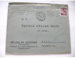 Tiskopis 1941 fa Miloslav Javůrek Praha - Brno Brünn, 30 h