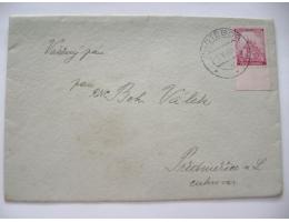 Dopis 1940 Chotěboř - Předměřice n. Laben, 1 K protektorát