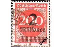 Německo 1923 Inflace, přetisk 2 miliony marek, Micheln č.309