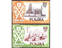Polsko 1954 10 let lidového Polska, budování, Michel č.877-8