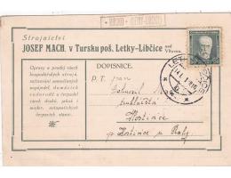 POŠTOVNA  TURSKO=LETKY-LIBČICE=KRALUPY=rok1931*c10258