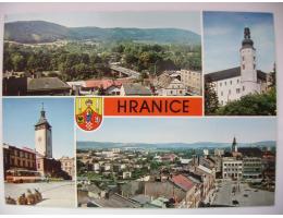 Hranice - Bečva zámek radnice autobus pohled z věže erb