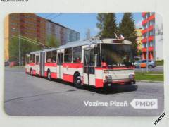Reklam.kartička trolejbusu ŠKODA 15Tr - Vozíme Plzeň *166