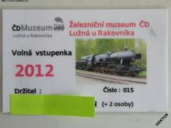 Volná vstupenka Železniční muzeum ČD Lužná 2012 *188