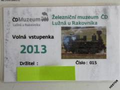 Volná vstupenka Železniční muzeum ČD Lužná 2013 *189