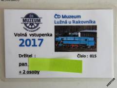Volná vstupenka Železniční muzeum ČD Lužná 2017 *191