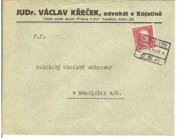 KOJETÍN /nádražní razítko/CUKROVAR/r1935 /*fa1